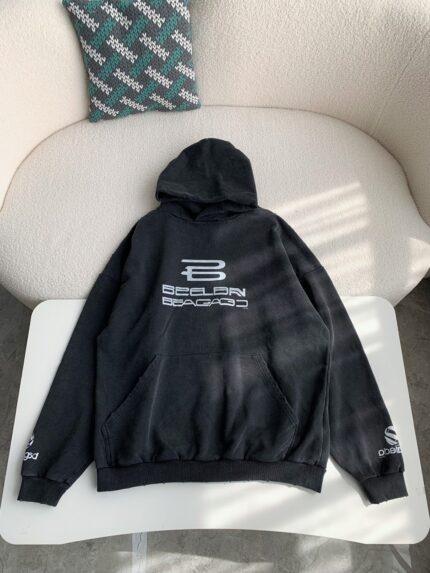 Balenciaga logo print sports hooded sweatshirt