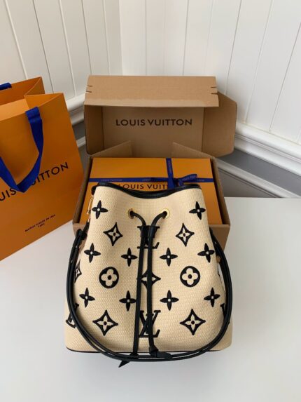 Louis Vuitton's New Lafite Cotton Embroidery NÃONO ÉBucket Bag M23080Size:26*26*17.5cm
