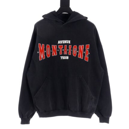 Balenciaga BLCG 24Fw Montaigne embroidered washed distressed hooded sweatshirt