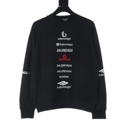 Balenciaga BLCG 24Fw multi-letter embroidered round neck sweatshirt