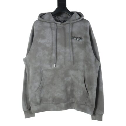 Balenciaga BLCG 24Fw Coke embroidery mud-dyed distressed hooded sweatshirt