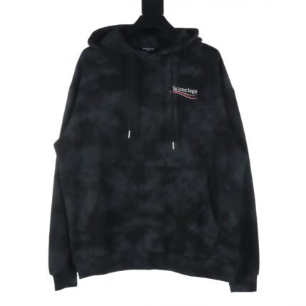 Product deails Balenciaga BLCG 24Fw Coke embroidery mud-dyed distressed hooded sweatshirt