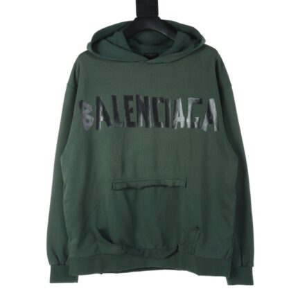 Balenciaga BLCG ripped tape lettering hoodie