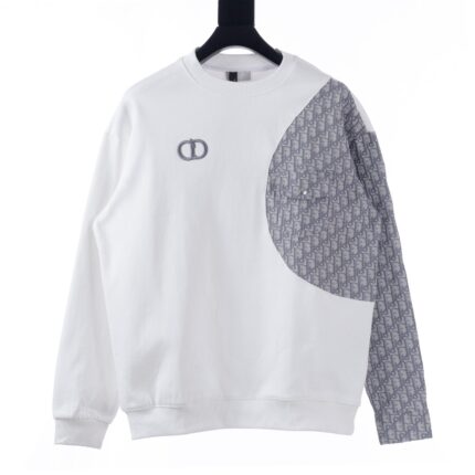 Dior CD embroidered stitching round neck sweatshirt