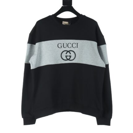 Gucci GUC Double G Letter Colorblock Couple Round Neck Sweatshirt