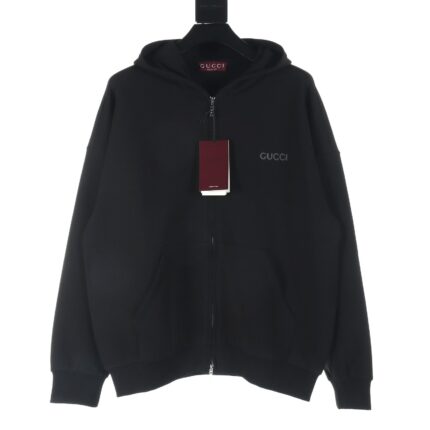 Gucci GUC 24 small slogan embroidered space cotton zipper hooded sweatshirt