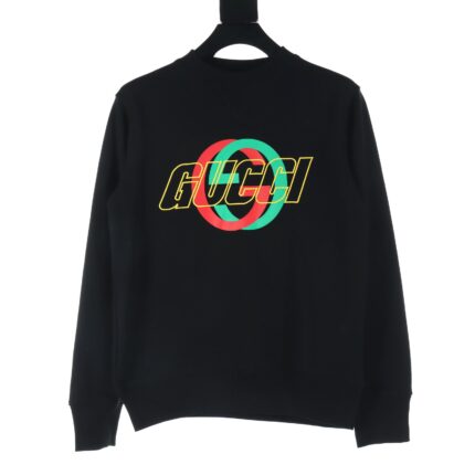 Gucci GUC circular double G printed font embroidery round neck sweatshirt