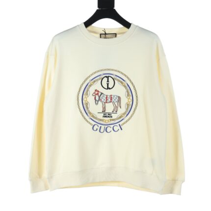 Gucci GUC 24Fw purple cursive lettering embroidered crew neck sweatshirt