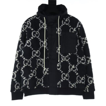 Gucci GUC blue double G jacquard zipper jacket