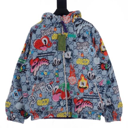 Gucci GUC 24Fw Love Cherry Fun Graffiti Reversible Jacket