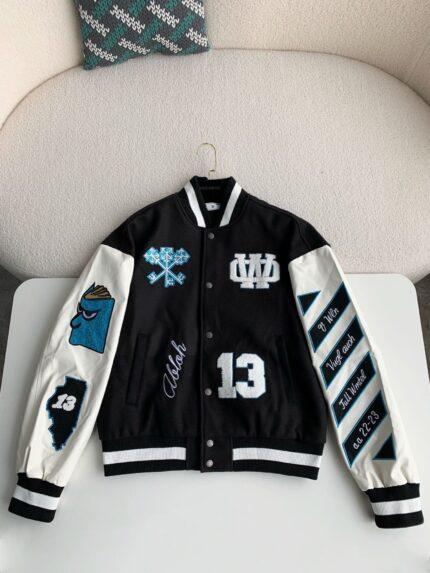 OFF-WHITE xAc Milan FW22 Collaborative  Colorblock Baseball Jacket