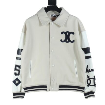 CELINE Celine CE patchwork embroidered baseball jacket
