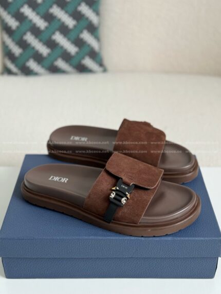 Dior Aqua Faux Suede Slippers