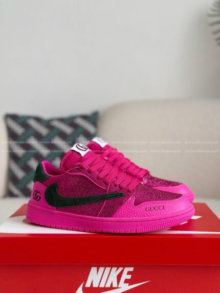 Jordan 1 x Gucci Hand-SetRhinestones Low Sneakers