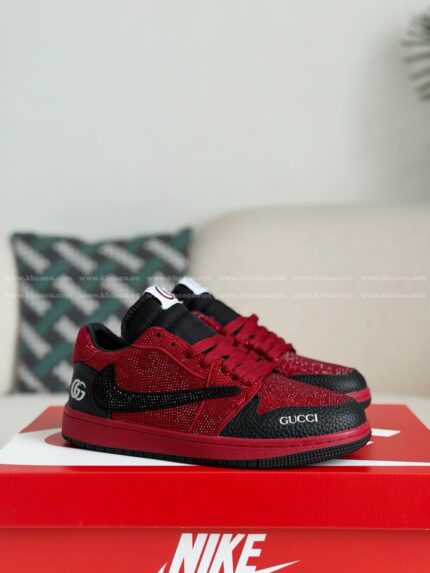 Jordan 1 x Gucci Hand-SetRhinestones Low Sneakers