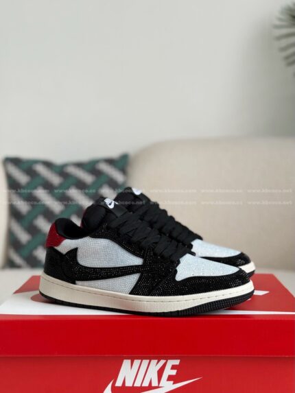 Jordan 1 Hand-Set Rhinestones Low Sneakers