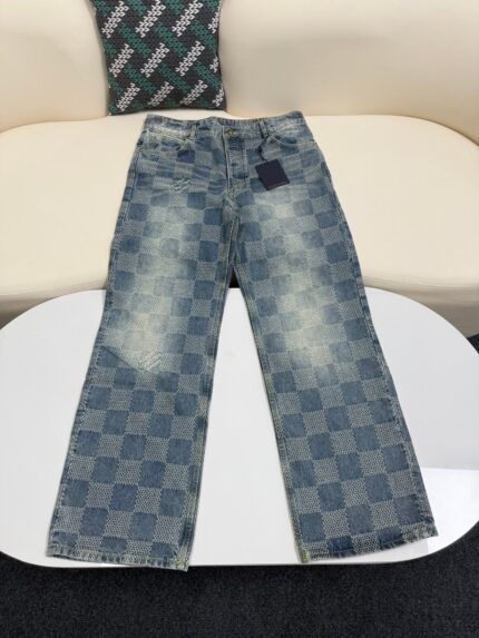 Louis Vuitton wide-leg checkerboard denim trousers