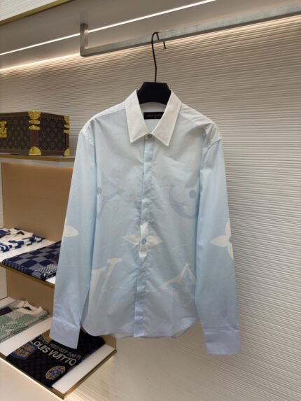 LOUIS VUITTON24SS printed cotton poplin long sleeved shirt