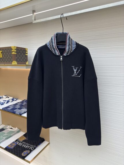 LOUIS VUITTON LOGO Embroidered Knitted Flight Jacket