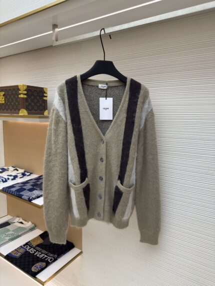 CELINE contrasting mohair cardigan