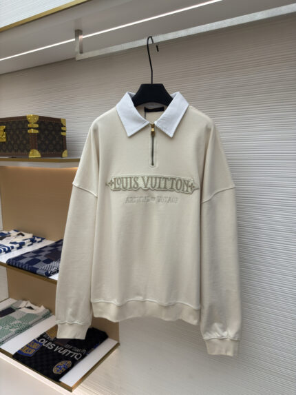 LOUIS VUITTON letter embroidered zipper hoodie
