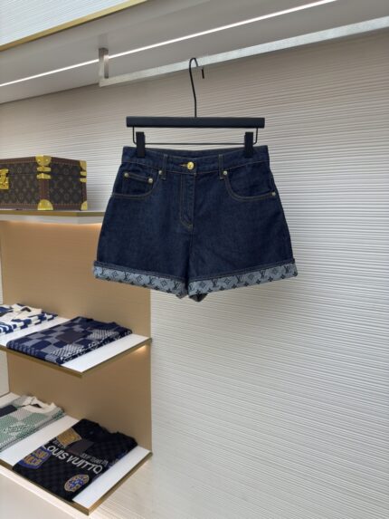 LOUIS VUITTON deep blue logo turned denim shorts LOUIS VUITTON deep blue logo turned denim shorts