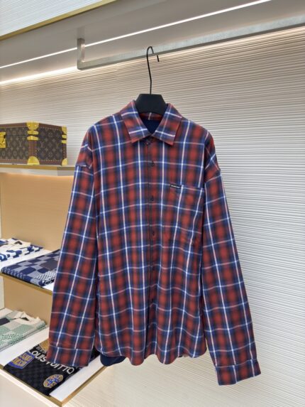 Balenciaga plaid double layered shirt jacket