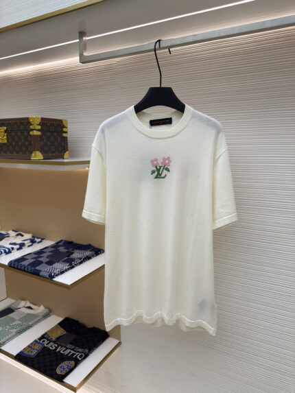 LOUIS VUITTON floral logo woolen short sleeved shirt