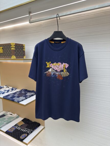 LOUIS VUITTON Lobster Embroidered Round Neck Short Sleeve