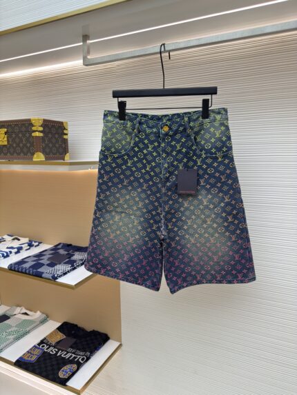 LOUIS VUITTON Gradient Jacquard Denim Shorts