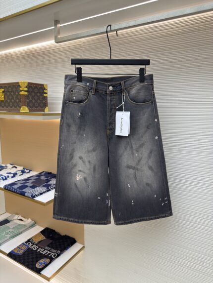 Acne Studios ink splattered denim cropped pants