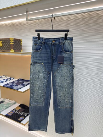 LOUIS VUITTON embossed workwear jeans