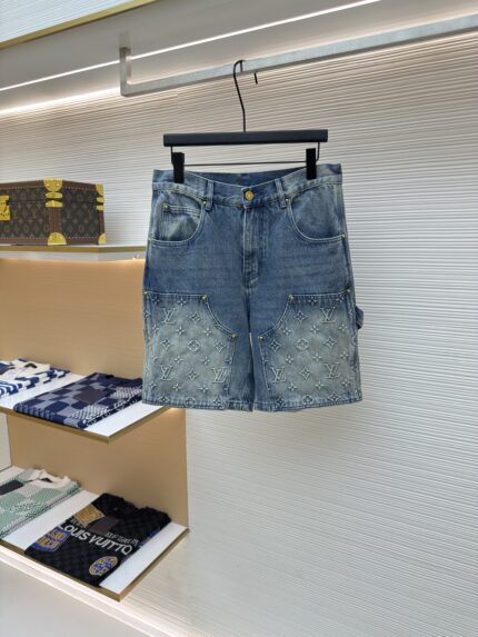 LOUIS VUITTON embossed denim shorts
