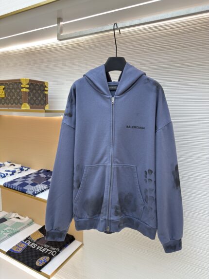 Balenciaga vintage embroidered zipper hooded sweatshirt