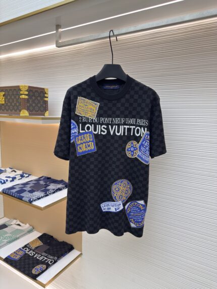 LOUIS VUITTON checkerboard knit short sleeved shirt