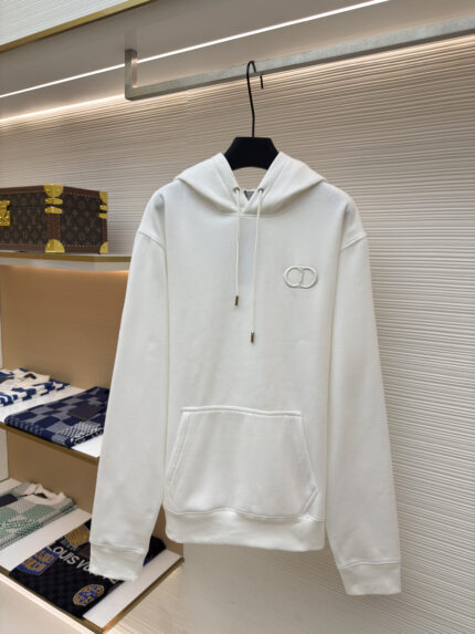 DIOR logo embroidered long sleeved hoodie