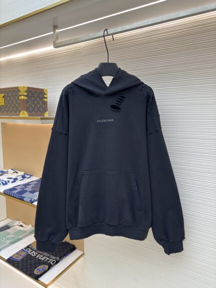 Balenciaga hot stamping hooded sweatshirt with holes