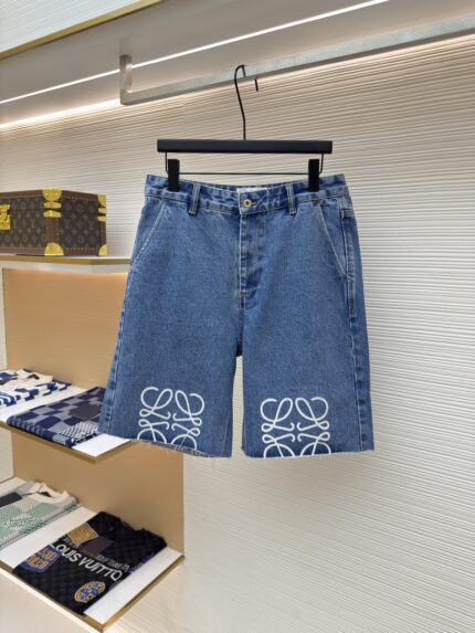 Loewe Anagram denim shorts with tannins