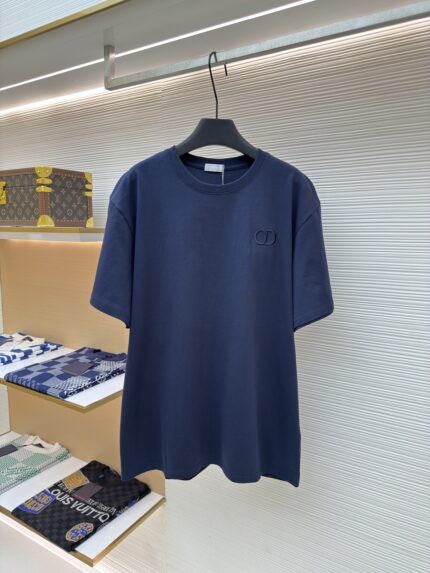 DIOR CD letter embroidered round neck short sleeved shirt