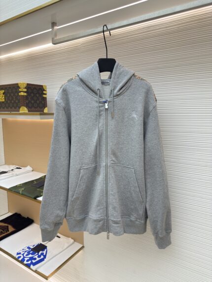 BURBERRY woven edge embroidered hooded sweatshirt