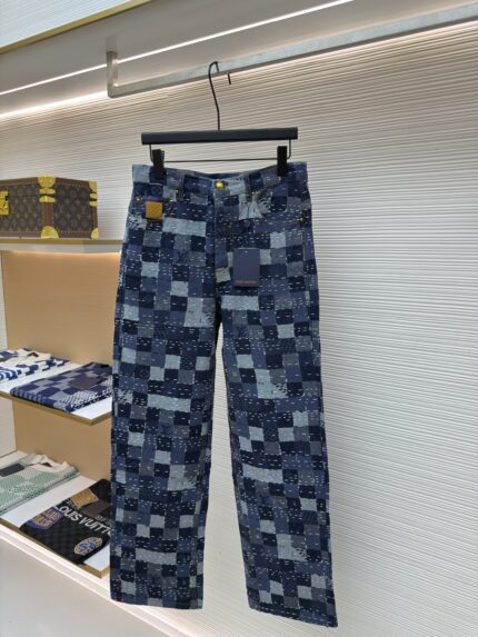 LOUIS VUITTON Nigo collaboration jacquard checkerboard denim pants