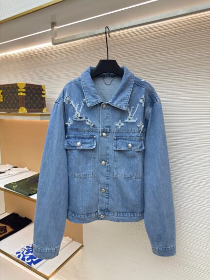 Louis Vuitton washed ripped denim jacket