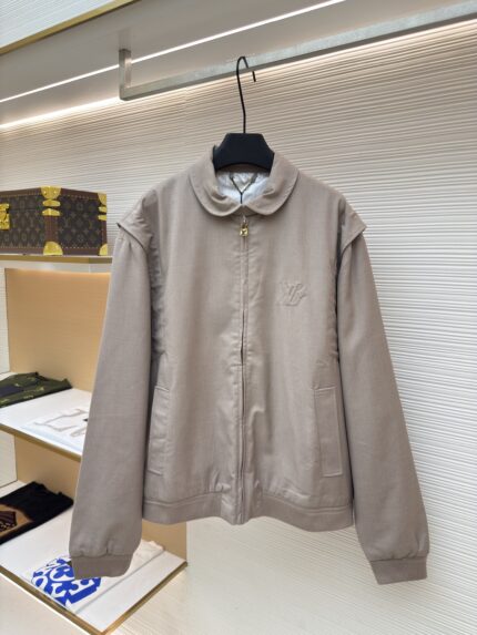 LOUIS VUITTON wool short silhouette stand up collar jacket jacket