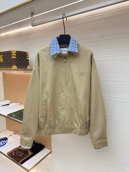 MiuMiu plaid fake two-piece jacket