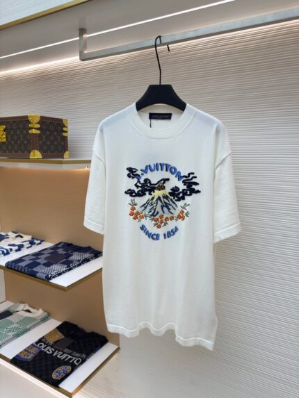 Louis Vuitton Nigo collaboration volcano embroidered knitted short-sleeved T-shirt