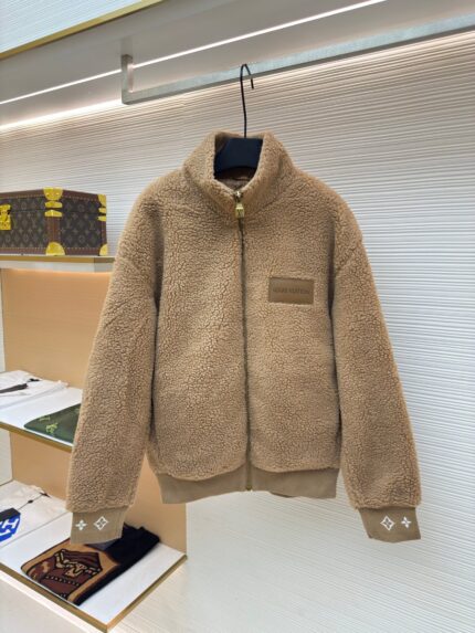 Louis Vuitton Teddy sheep and wool blend suede belted jacket