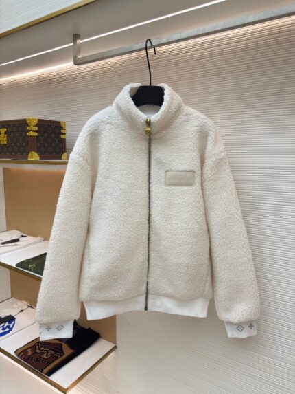 Louis Vuitton Teddy sheep and wool blend suede belted jacket