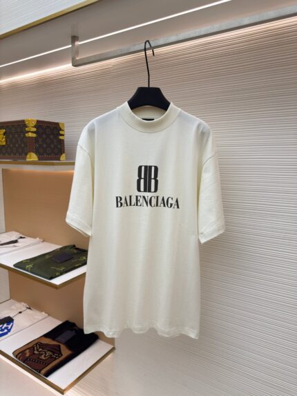 Balenciaga black double B print short-sleeved T-shirt