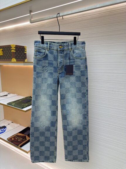 Louis Vuitton wide-leg checkerboard denim trousers