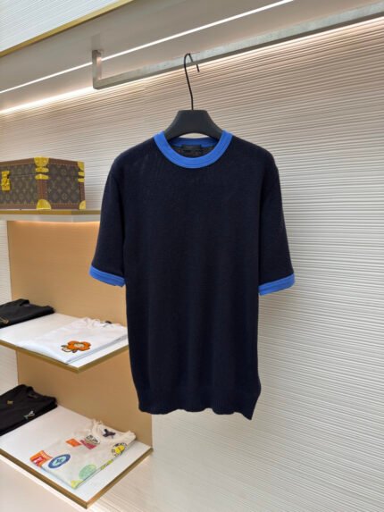 Prada Triangle Logo Short-Sleeve Sweater [Women's]